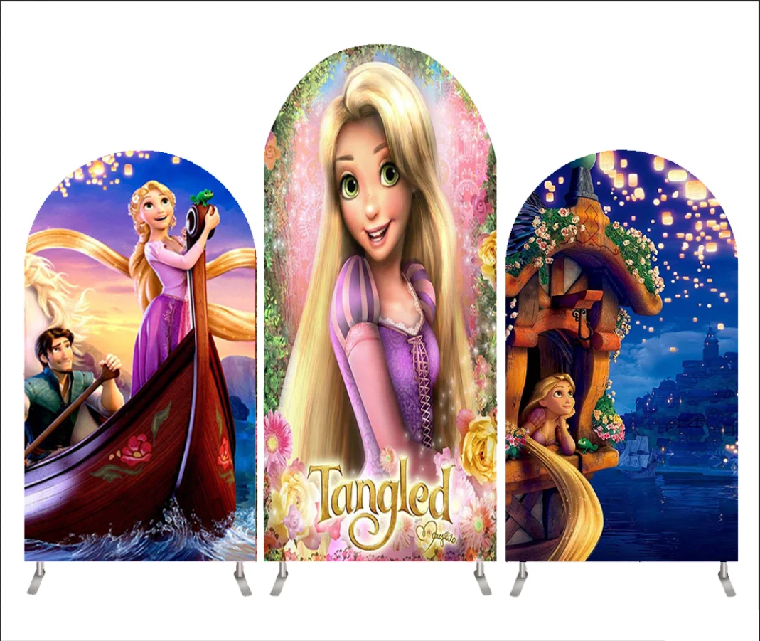 

Arch Backdrops Background Rapunzel Tangled Princess Birthday Party Decoration Banner Covers Photo Shoot Doubleside Elastic