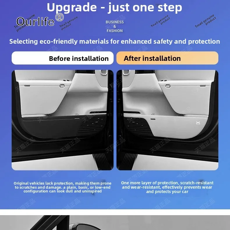 For Xpeng GX 2026 2027 Car Door Trim Protection Mat Range-Extended Electric Vehicle Door Kick Mat Leather Interior Accessories