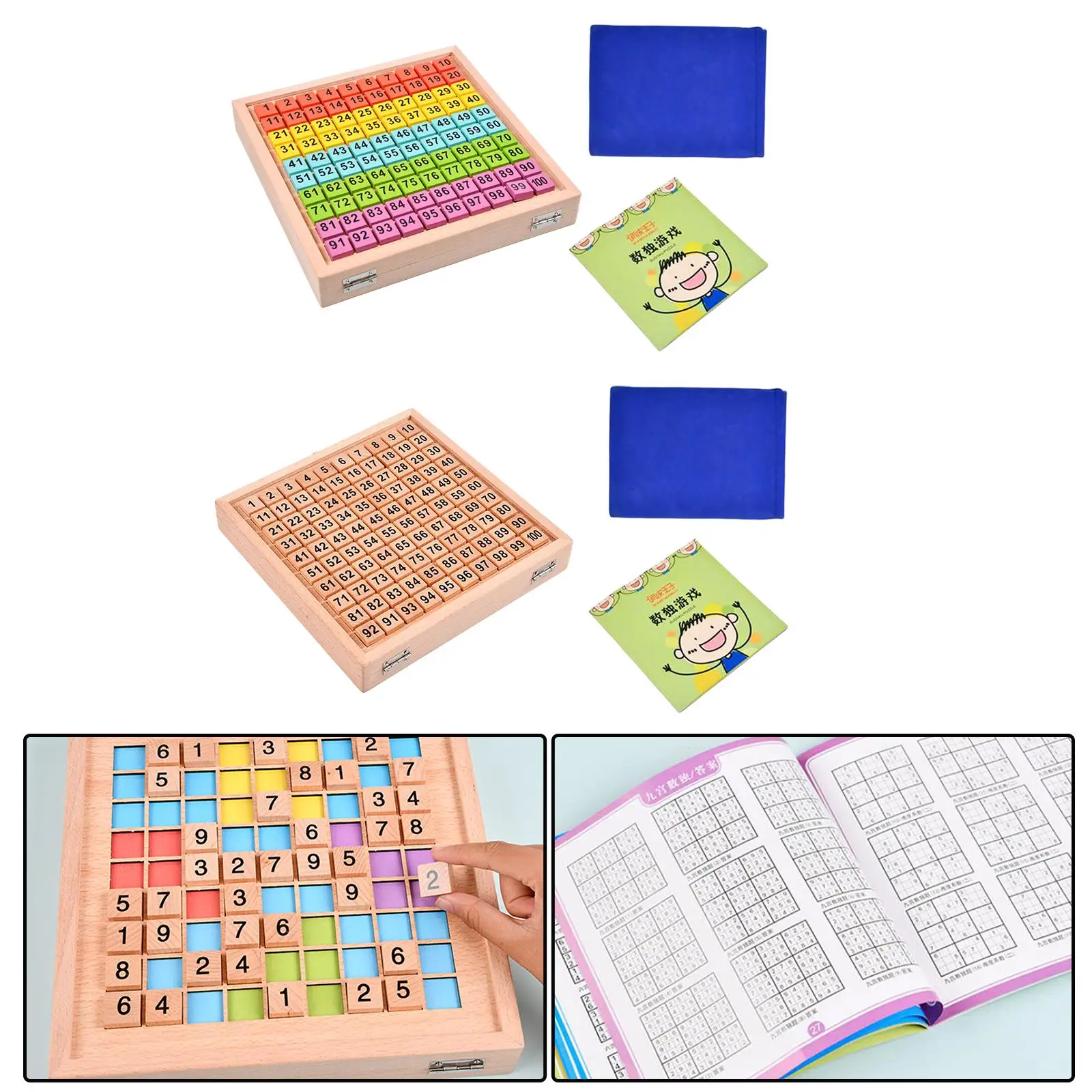 1-100 Giocattolo digitale per l'apprendimento della matematica Capacità di pensiero Puzzle Jiugongge Giocattoli Conteggio Sudoku in legno per regalo di compleanno Adulti