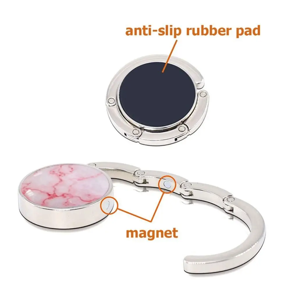 Portable Folding Hook Purse Handbag Hook Marble Pattern Briefcase Hanger Desk Hanging Rack for Briefcase Bag Holder