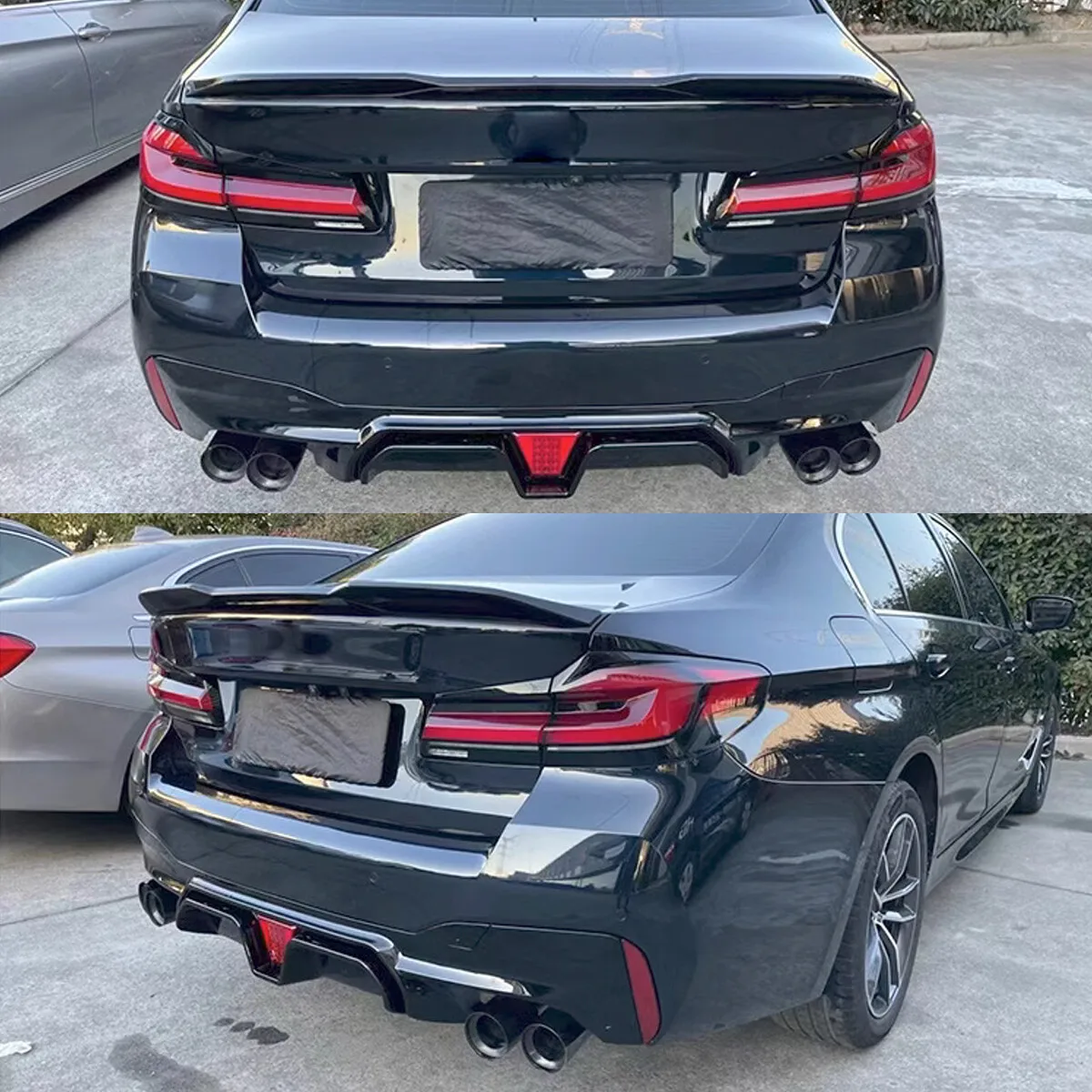 For BMW 5 Series G30 Rear Diffuser G31 520d 530i 540i 2017 2018 2019 2020 2021 2022 2023 Rear Bumper Diffuser Lip CS Style