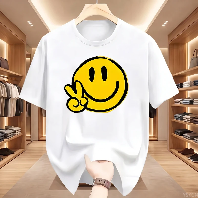 Men Casual Short Sleeve Crew Neck T-Shirt Joyful Face 