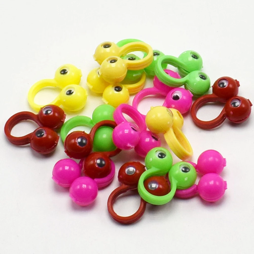 

50Pcs Large Eye Finger Puppet Rings Multicolor Smooth Plastic Ideal for Stage Storytelling Role Play Party Game