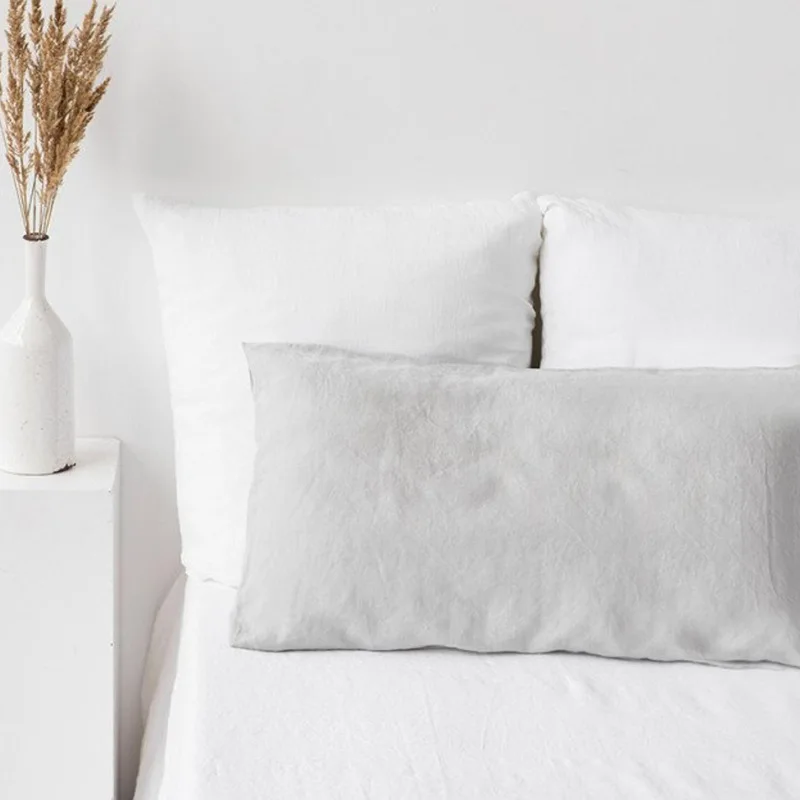 Doppelter langer Kissenbezug, 100 % reiner Leinen-Kissenbezug, Euro-Sham für Bett, Umschlag-Kissenbezug in Sondergröße, antibakteriell, milbenhemmend – Detail 2