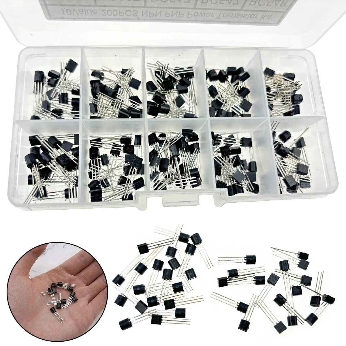 200Pcs Transistor Kit BC327 BC337 BC517 BC547 BC548 BC549 BC550 BC556 BC557 BC558 PNP NPN 10 Kinds TO-92