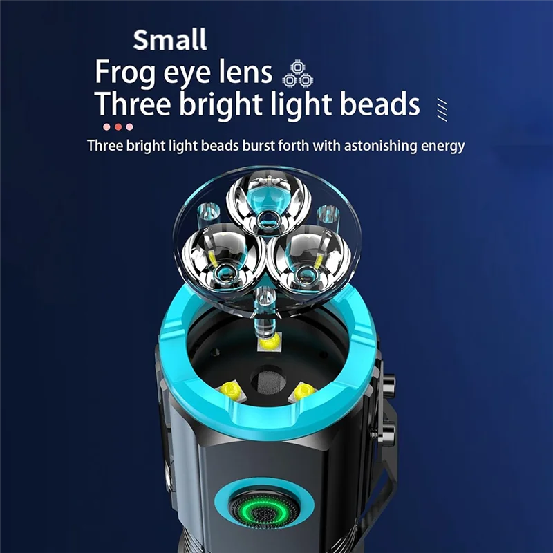 

BAAJ-Rechargeable 1000 Lumens LED Flashlight With Emergency Strobe Light 3 Lamp Beads Outdoor Camping Torch Multifunction