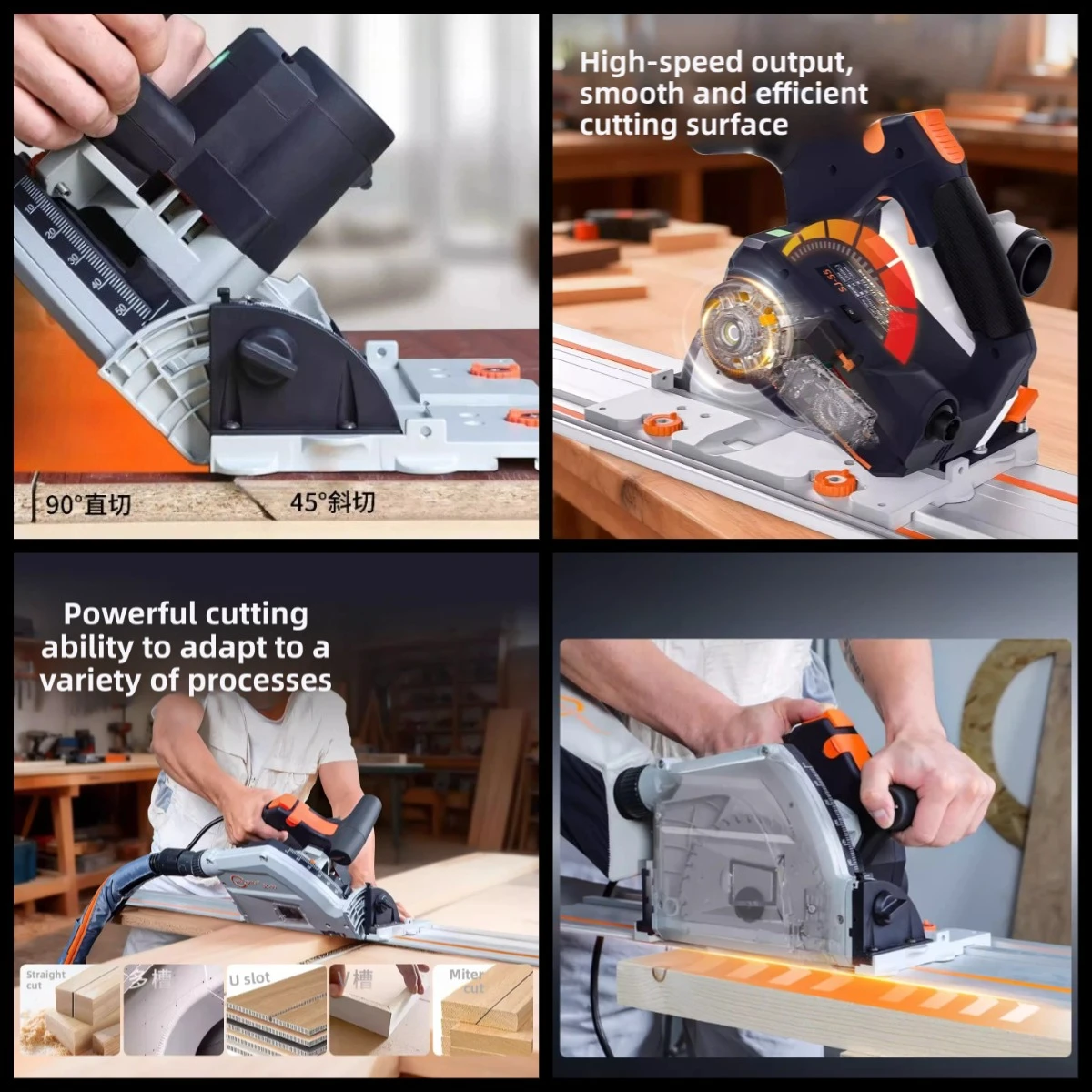 SJ‑55 Brushless Dust‑Free Track Saw Special Woodworking Cutting Saw For Gypsum Board Ceiling Renovation Plate Cutting