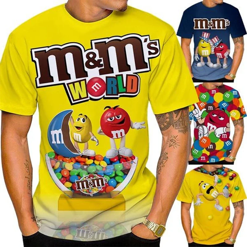 Camiseta divertida para hombre y mujer, camisa 3D con estampado de comida, caramelo, Chocolate, informal, de gran tamaño, cuello redondo, de manga corta