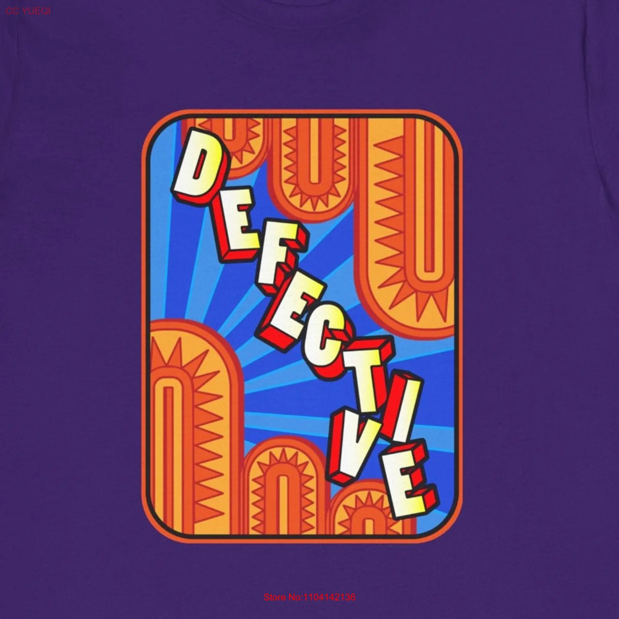 DEFECTIVE Vintage 60s 70s Pop Art Style T Shirt Jersey  Funny Humorous GifT Culture Colorful Cool long or short sleeves