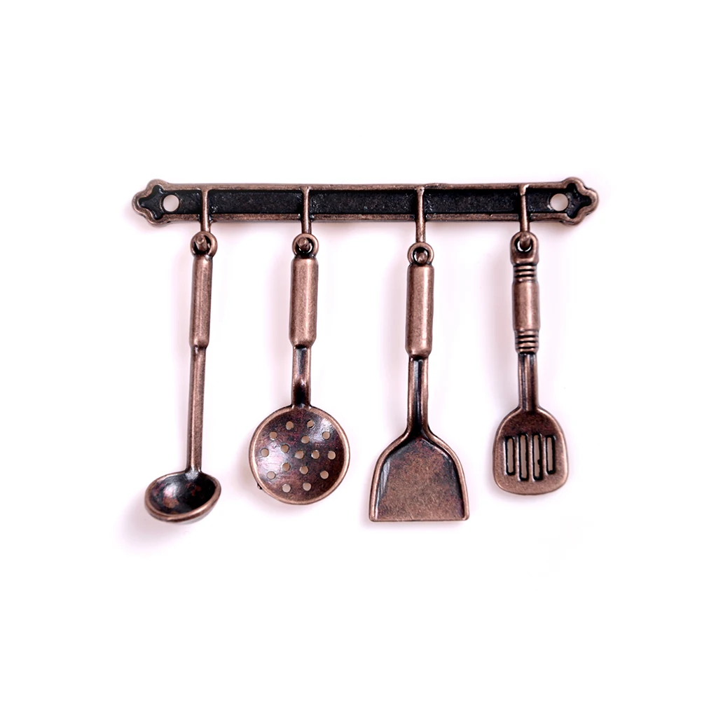 5pcs 1:12 Dollhouse Miniature Metal Kitchenware Model Kitchen Cook Set For Doll House Decor Kids Pretend Play Toys