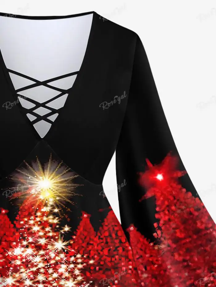 Plus Size Christmas Outfits T-shirt Leggings Women Matching Set 3D Printed Sparkling Glitter Lattice Crisscross Top Pencil Pants