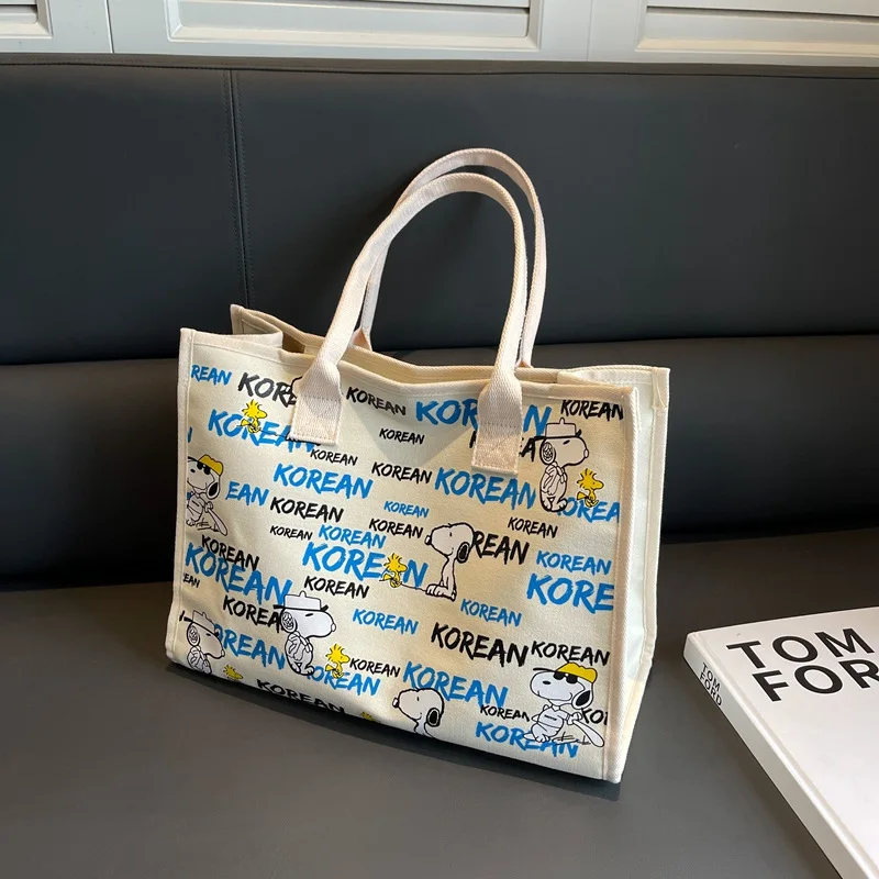 

Snoopy letter Canvas shoulder Bag Women 2023 New Fashion Outgoing Shopping Bag Large Capacity women Tote Bag 40x30x18cm