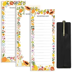 Frutas Padrão Magnetic Sticky Notes, Note Pad, Tearable Planner, Memo Pad para geladeira, lista de mercearia, para fazer a lista, papelaria, 50 folhas