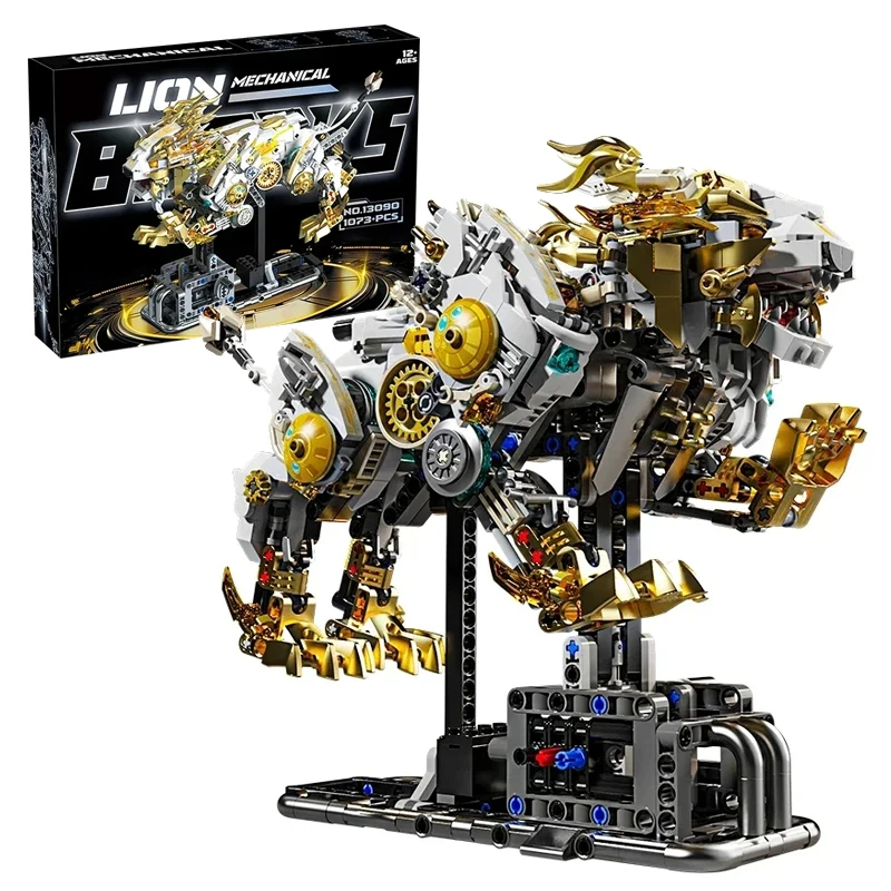 

1073 шт. механический лев с подсветкой, строительные блоки, креативная забавная модель, кирпичи, украшение для рабочего стола, игрушки для детей, праздничные подарки