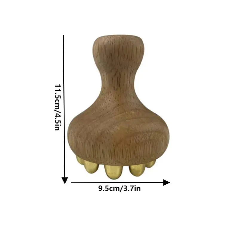 Multiuso Durevole SPA Gua Sha Strumento Testa in Ottone Massaggio Gua Sha Pettine Manico Lungo in Legno Robusto Spazzola Massaggiatore Punto Meridiano