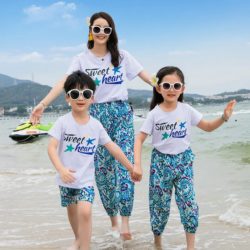 Family Matching Outfits Summer Plus Size Mother Daughter Father Son Panda Two-piece T-shirts + Shorts Matching Couple Outfits