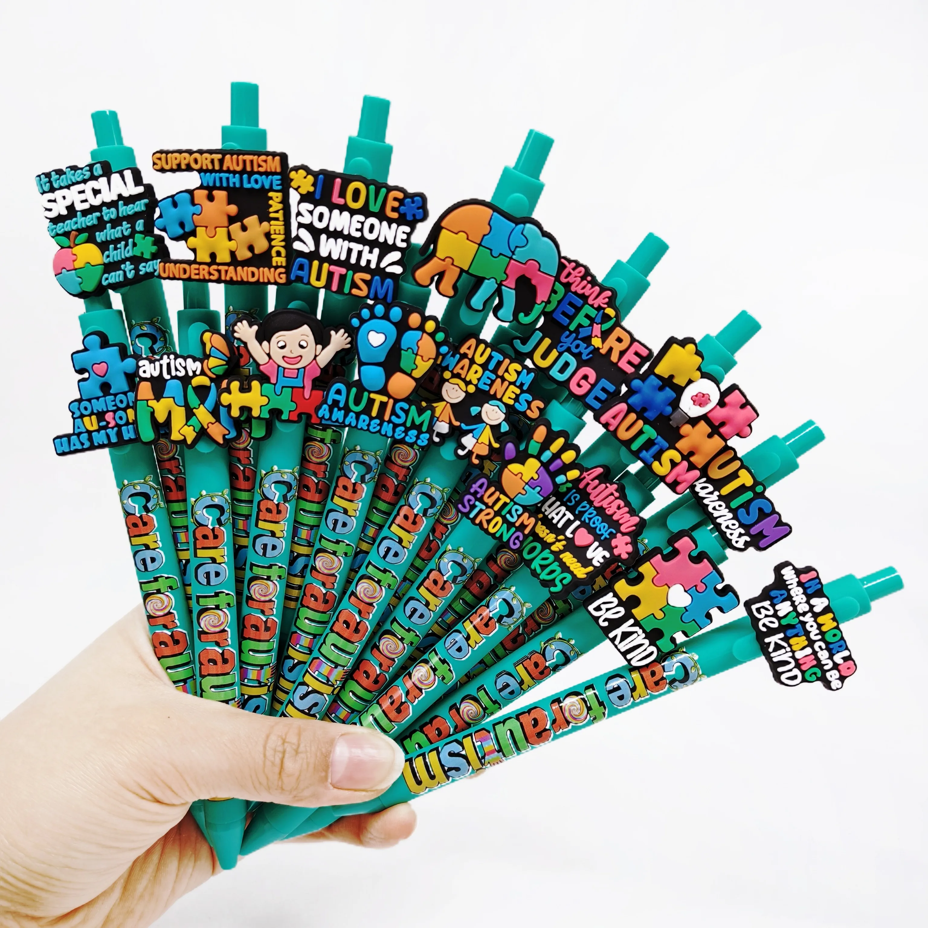 8pcs/15pcs Love for Autism Theme Ballpoint Pen Autism Psychology Series Ballpoint Pen Daily Office and Learning Stationery