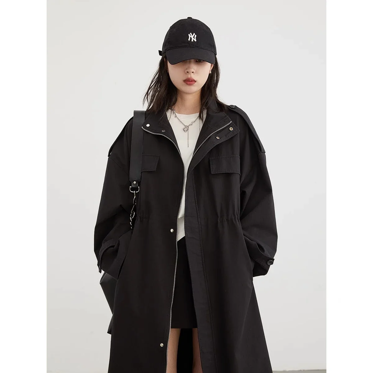 CHIC VEN Women Trench Coat New Workwear Standing Collar Cotton Long Windbreaker Woman Coat Female Clothing Spring Autumn 2024