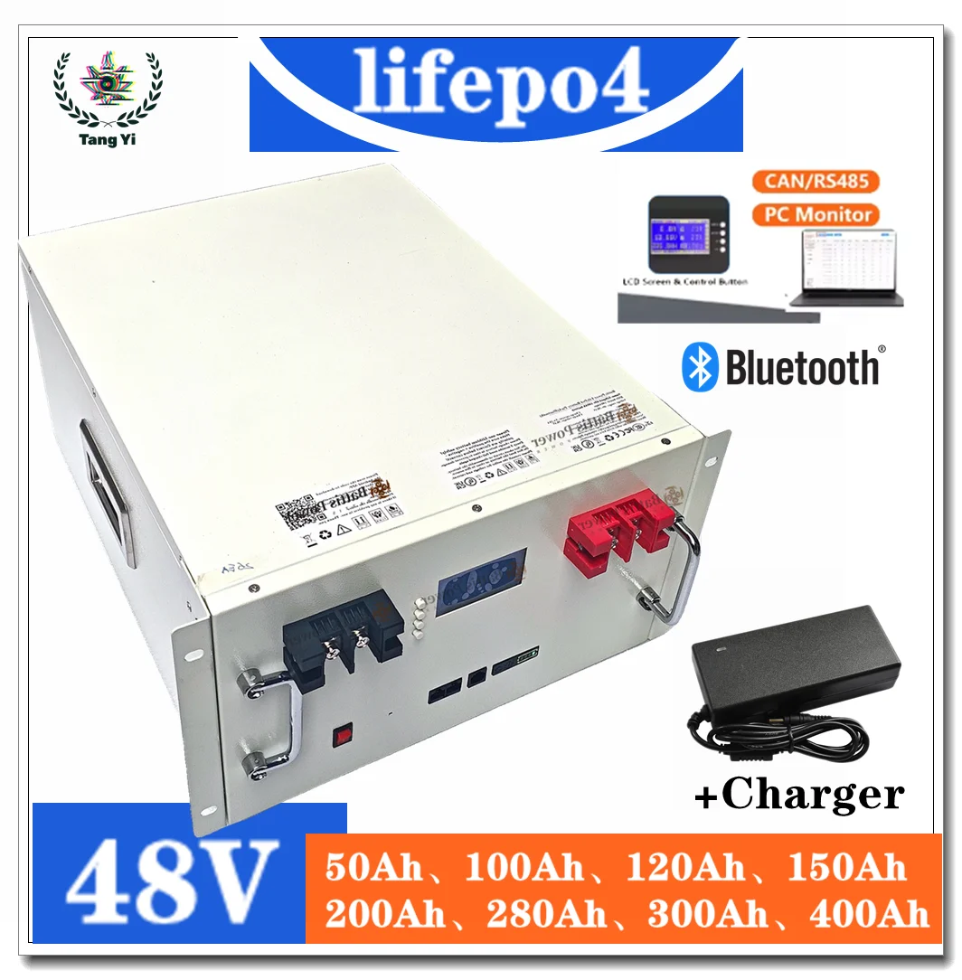 

48V lithium iron phosphate solar energy storage battery 50Ah-400Ah Bluetooth+PC monitoring compatible photovoltaic system