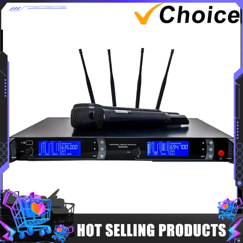 SKM9000 sistema con micrófono inalámbrico profesional UHF de 2 canales con 2 micrófonos dinámicos de mano para DJ karaoke tage Performance