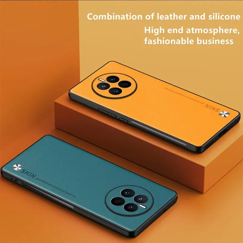 Funda de teléfono suave de silicona de cuero para Huawei Mate 70 30 40 50 60 Pro, funda trasera de protección completa con lente sísmica anticaídas