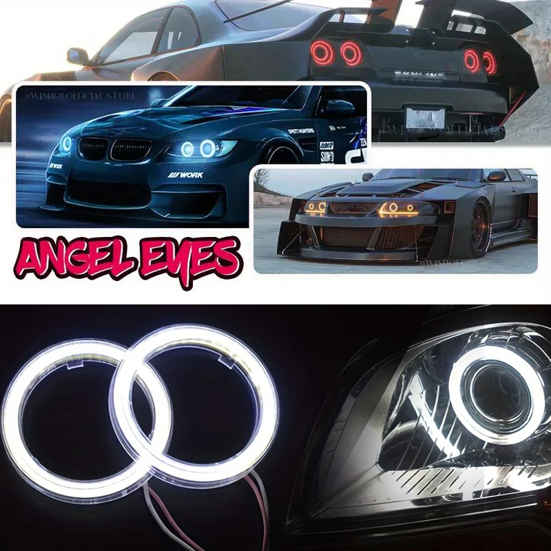 2pcs 60mm/2.36inch car decorative lights Angel Eye LED halo lights, suitable for 12V power supply, car SUV, truck, RV, motorcycl