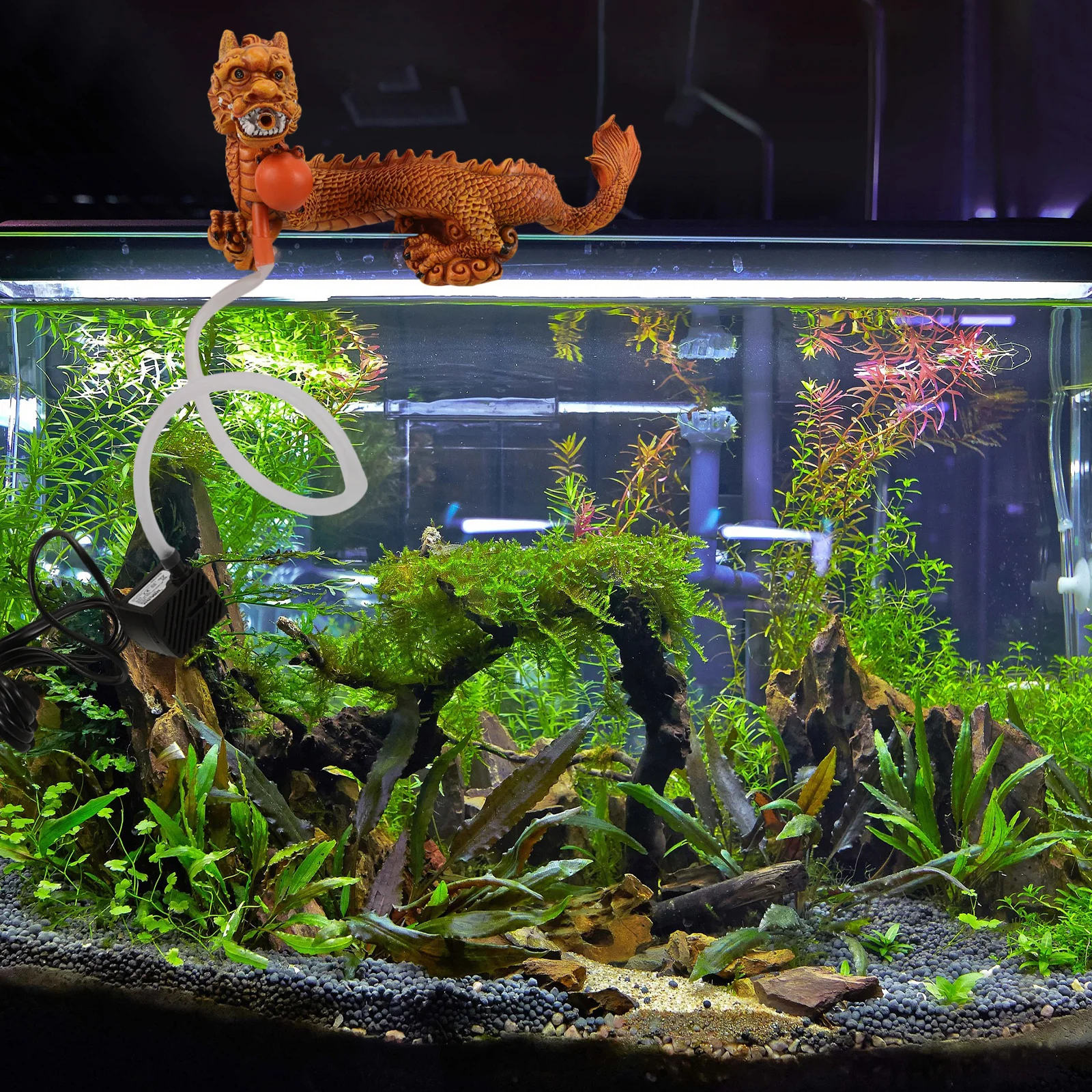 

Golden Dragon Playing Water Fountain Scenery Fish Tank Decorations Aquarium Landscaping Figurines Air Resin Decorative Statues