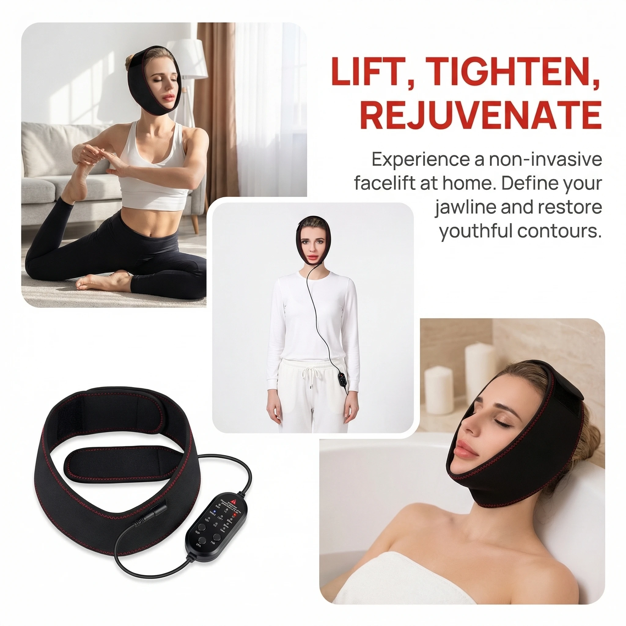 USB Electric Heating Pad with 3 Heat and Time Settings for Face Jaw Chin Wisdom Face Heating Wrap for TMJ Jaw Relief