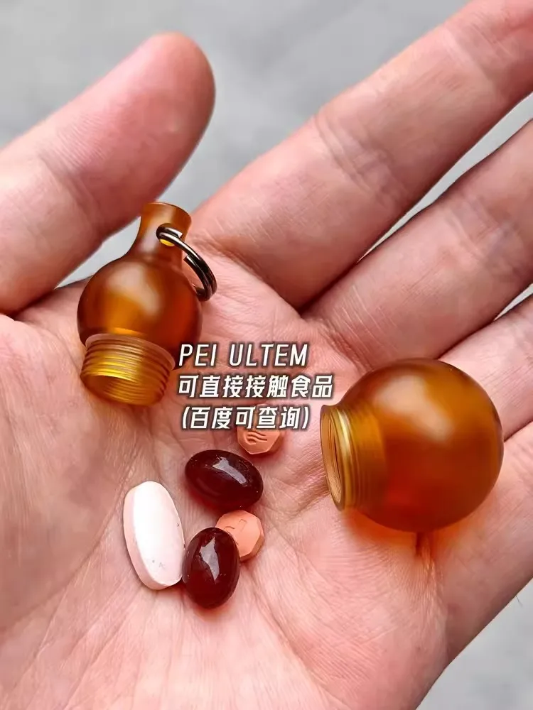 Imagem -02 - Cabaça-criativa Pill Box Edc Colar Pingente Armazém Impermeável Titânio Puro Primeiros Socorros Pei Pingente de Faca de Garrafa Pequena