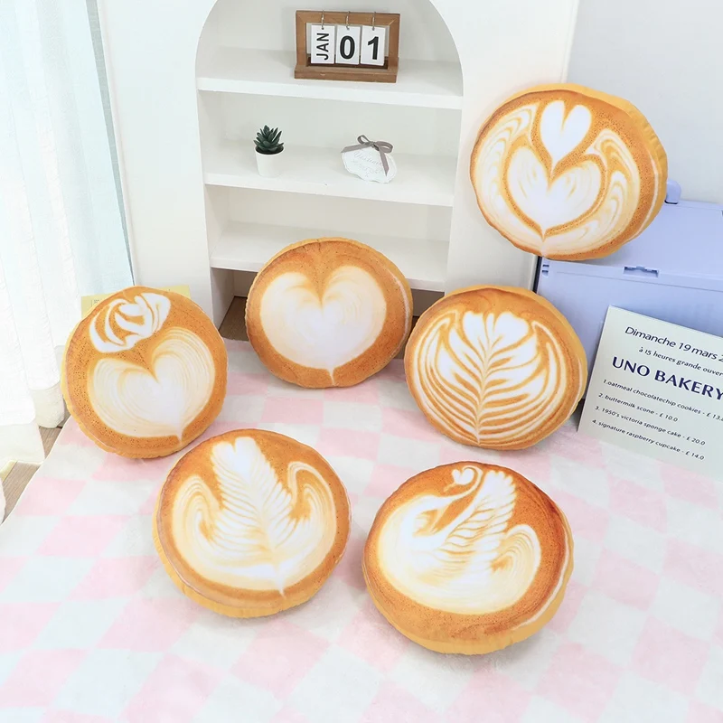 

36 см круглая плюшевая подушка с кофе латте, мягкий напиток, еда, коричневая подушка, украшение для дивана, стула, подарок