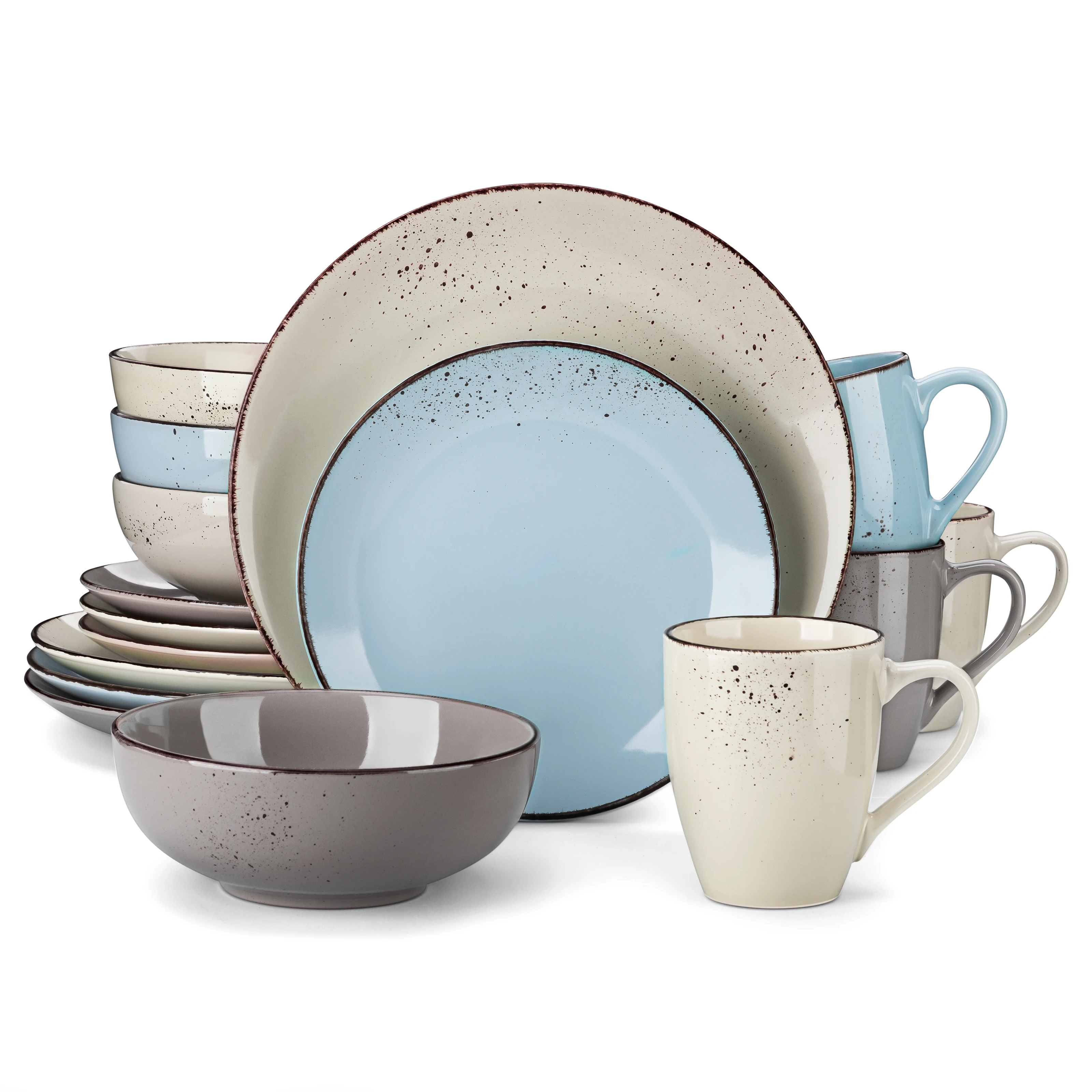 Vancasso Navia-LH 16/32/48-Piece Stoneware Ceramic Dinnerware Set with Dinner Plate,Dessert Plate,800ml Bowl, Mug Tableware Set