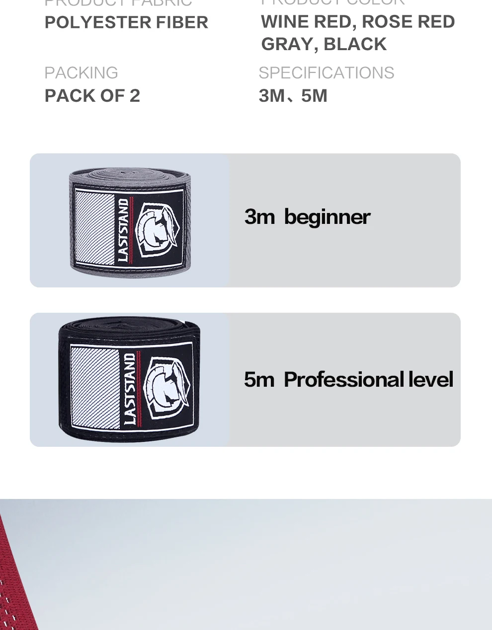 2 Rollen 3/5 m elastische Boxbandage Sportgurt Sanda Kickboxen MMA Handhandschuhe Wraps Gürtel Boxen Sport Wraps Bandage – Detail 3