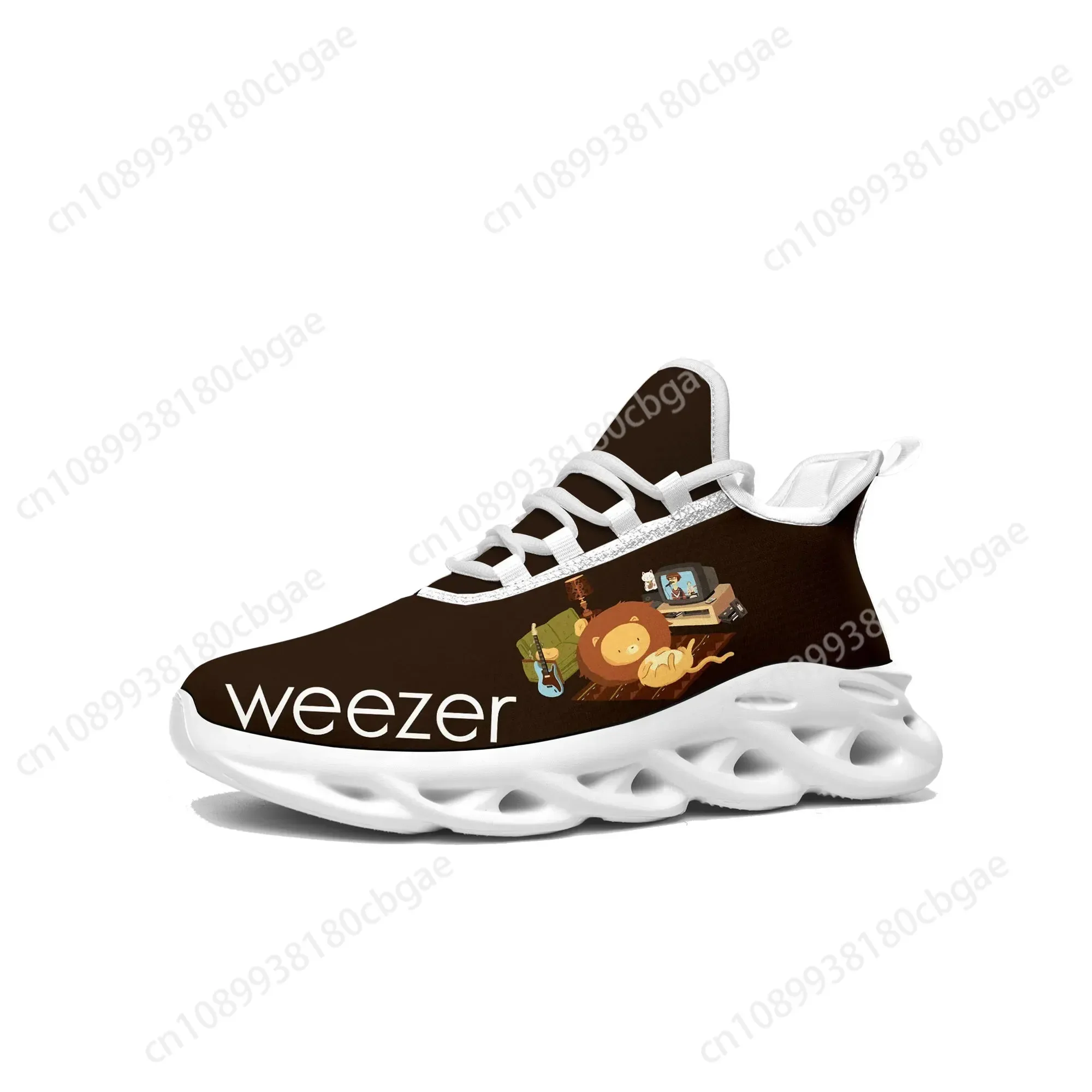 Weezer Band Pop Flats รองเท้าผ้าใบบุรุษสตรีร้อน Hip Hop Rapper กีฬารองเท้าวิ่งรองเท้ารองเท้าผ้าใบ Lace Up ตาข่ายรองเท้า Tailor-made รองเท้า