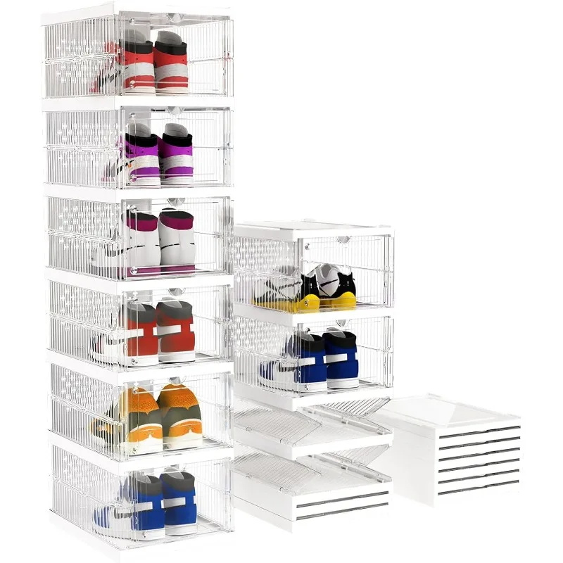 

Коробки прозрачного пластика Штабелируемый, 6 шт. в упаковке, удобный в установке органайзер для хранения шкафа