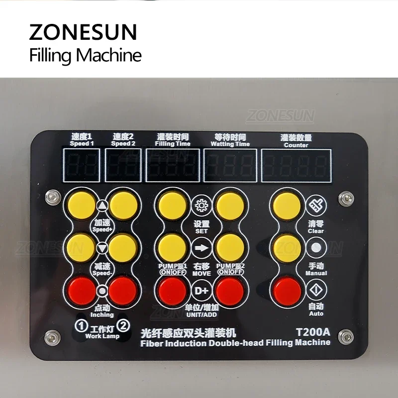ZONESUN ZS-DTDP4G 자동 병 액체 충전 기계, 물 필러 다이어프램 펌프, 주스 화장품, 컨베이어 벨트 포함, 4 헤드