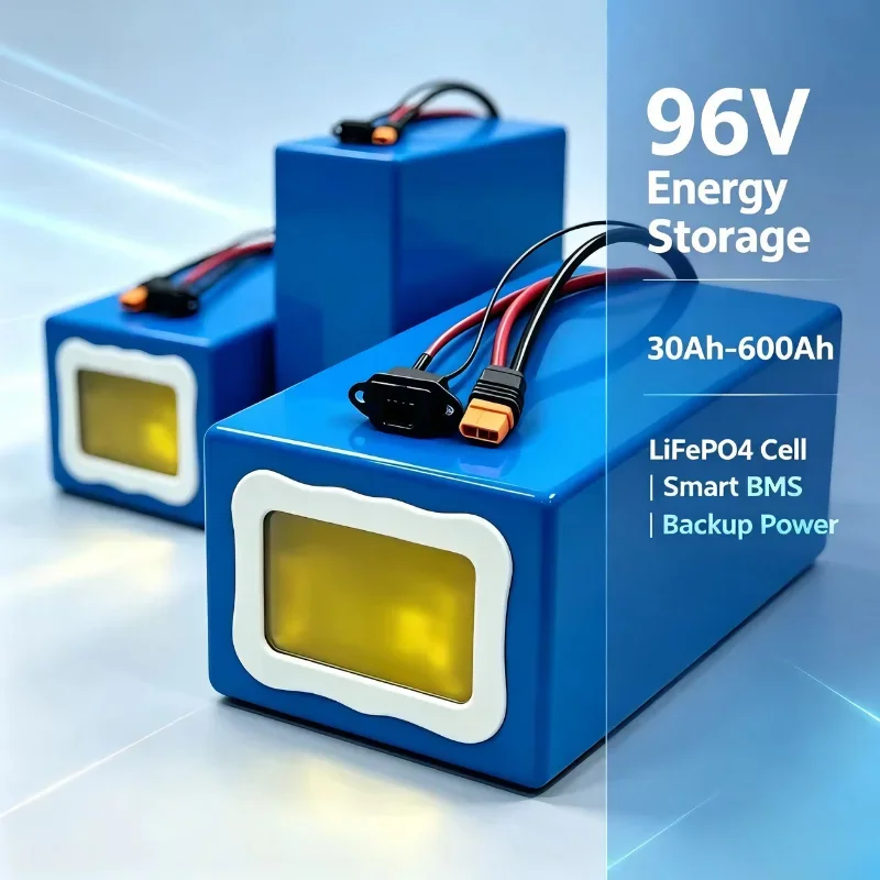 96V Customizable Capacity LiFePO4 Energy Storage Unit, Integrated Smart BMS, Deep-Cycle Backup Power for Off-Grid System & RV Eq