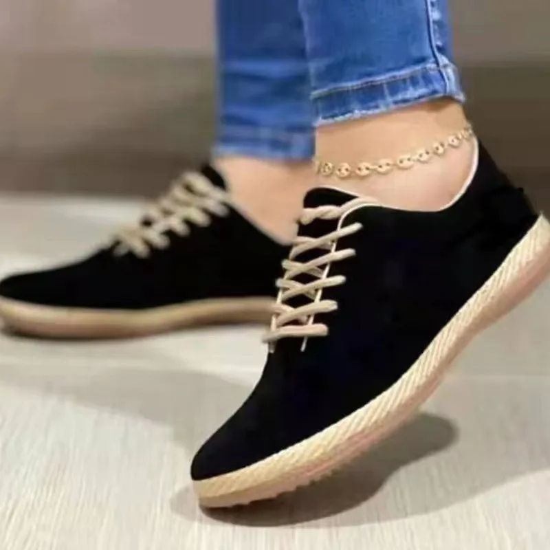 Zapatos de mujer de talla grande, mocasines planos cómodos Vintage con punta redonda y cordones para primavera y otoño 2022