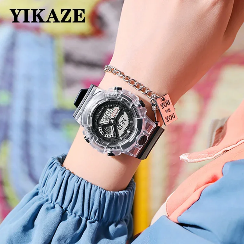 YIKAZE Jelly Digital Watch for Boys and Girls Kids LED Sports Watch Silicone Strap Sports Wristwatch Waterproof Electronic Clock