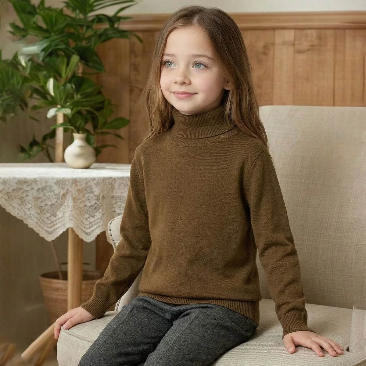 2-10T Toddler Kid Baby Turtleneck Sweater Boy Girl Winter Clothes Knit Pullover Top Long Sleeve Thick Warm Infant Knitwear