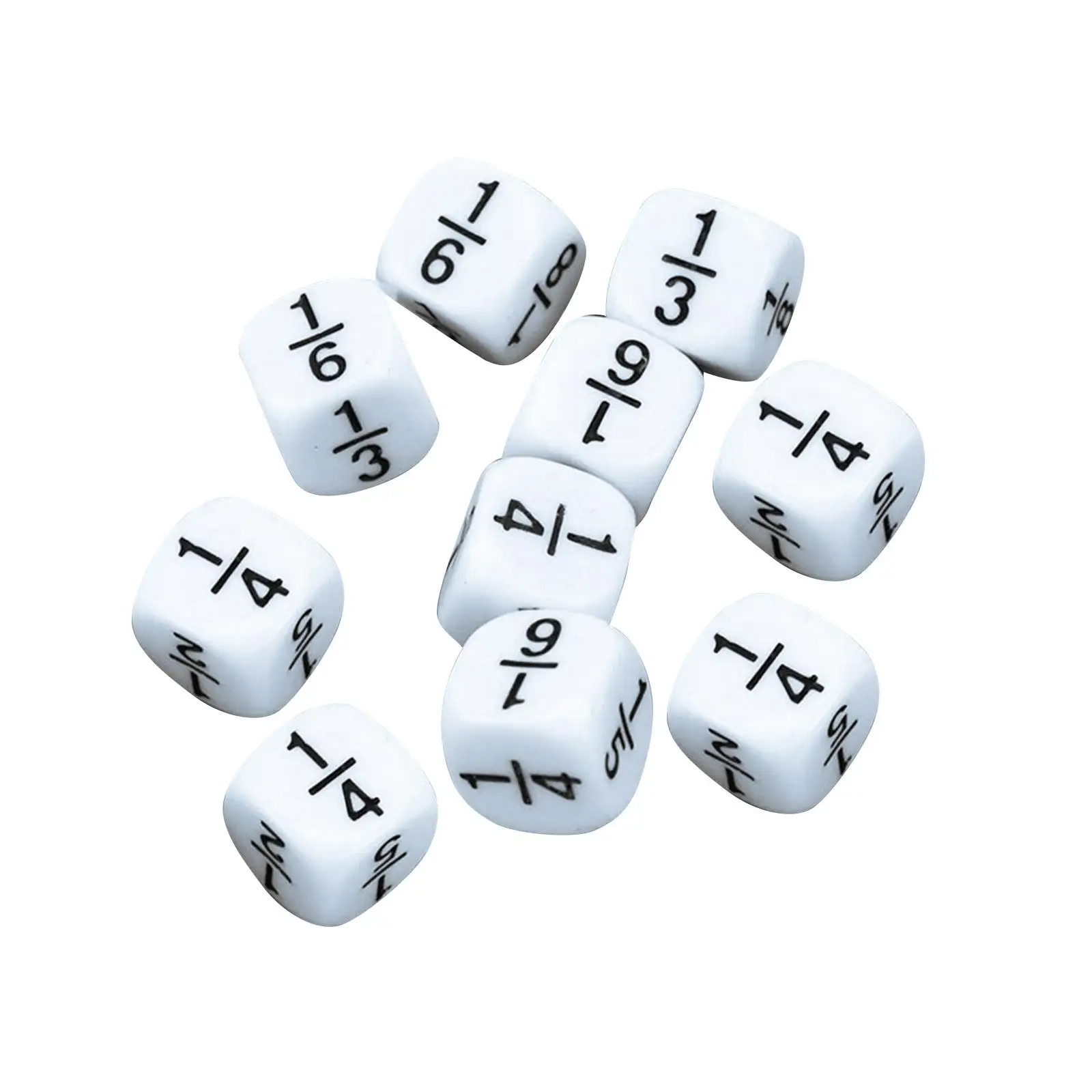 10 Pieces Fractional Number Dices Kids Math Learning Tools Smooth Accessories