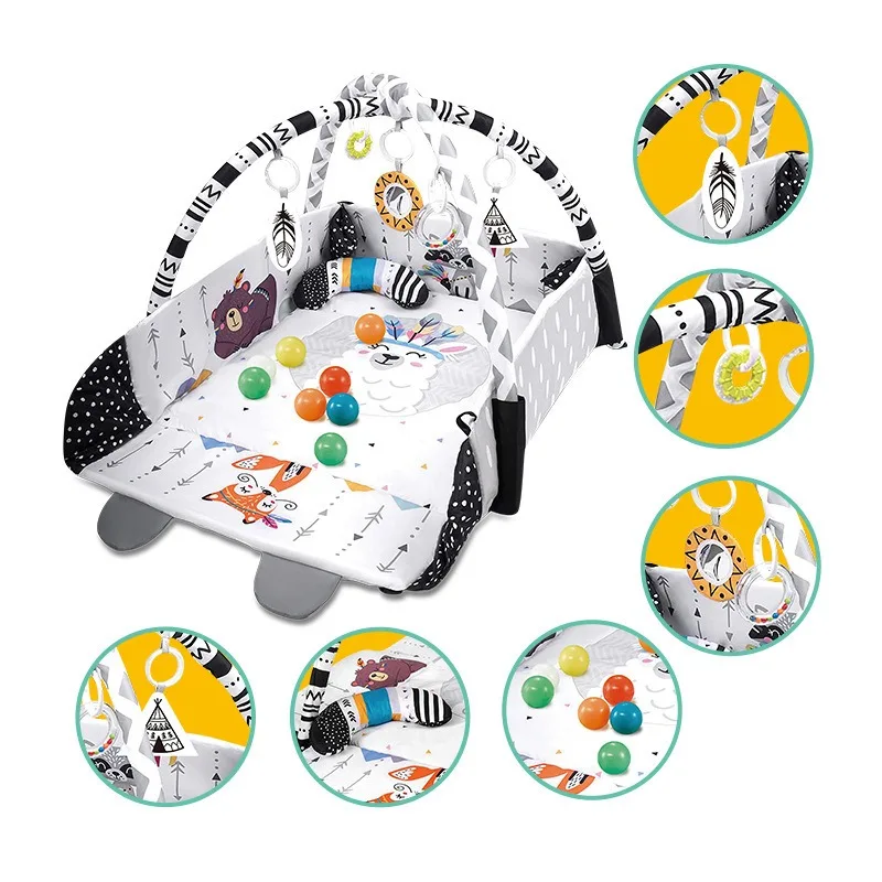 Tummy Time Mat Stage Based Baby Play Gym Multi-Sensory & Motor Skills Development Baby Play Mat with Toys Portable Activity Mat