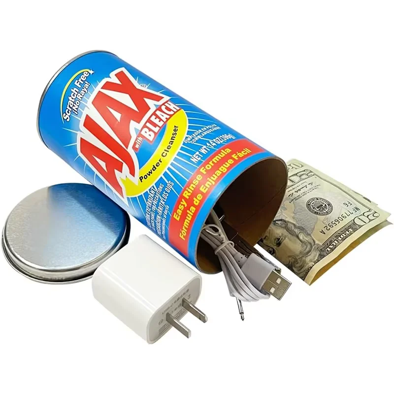 Ajax Stash Can Diversion Safe with Huge Hidden Compartment for Keys, Cash and Valuables  with Food Grade Deodorant Bag