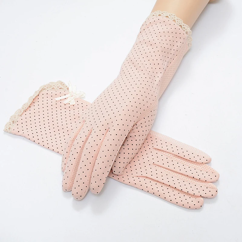 Women Sun Protection Non-slip Ski Glove Dot Printed Slip-resistant Sunscreen Gloves Fashion Summer/Autumn Women's Driving Gloves