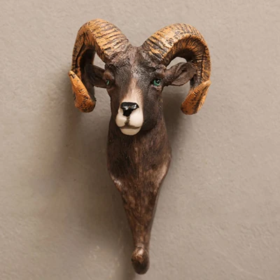 Home Vintage Resin Wall Coat Rack Wall Hook  Wall Decoration Stereo Animal Rack