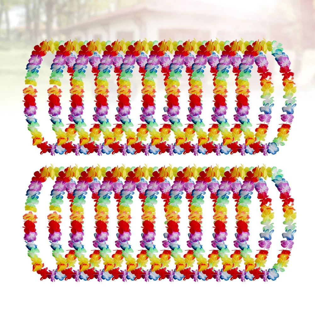 

20pcs Festival Decorative Flower Garlands Colorful Hawaiian Leis Artificial Garland Tropical Beach Dance Party Wedding