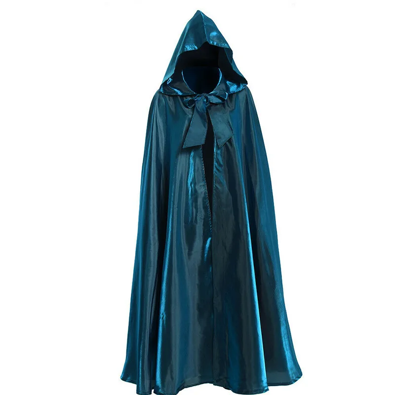 Halloween-Party-Rollenspiel-Robe mit Kapuze, Satin, Rot, Mittelalterlicher Ritter- oder Zaubererumhang, für Damen, Herren, Erwachsene, Langer Heldenumhang, Hexen-Bühnencape – Detail 8
