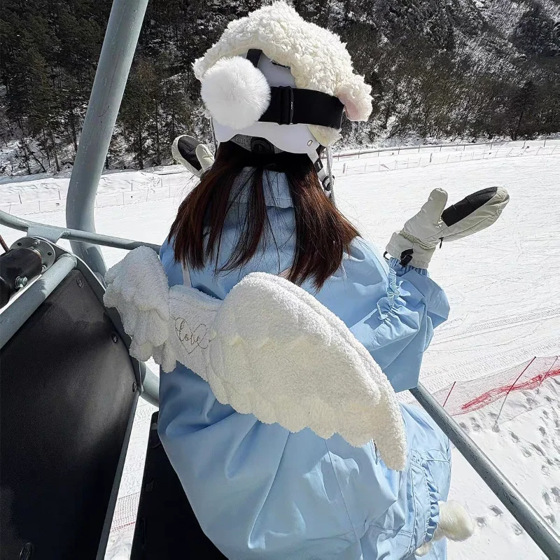 Y2k Angel Plush Wings Backpack Lolita Manga Show Dress Up Bag Multi Functional Ski Pet Party Role Playing Versatile Mini Bag