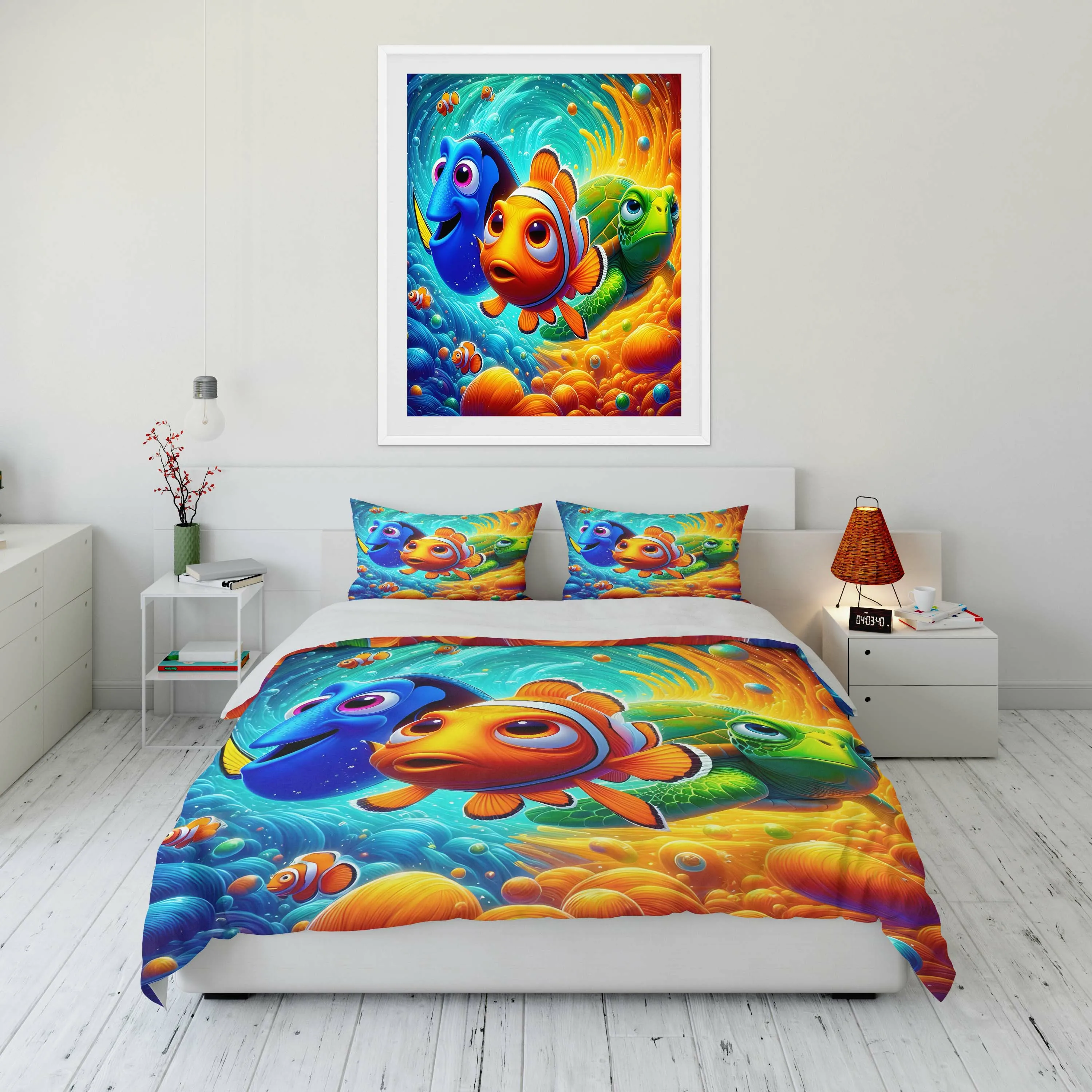 10 Sizes Disney Finding Nemo Printed Bedding Set Cartoon Anime Duvet Cover Comforter Cover Boys Girls Children Adults Twin King