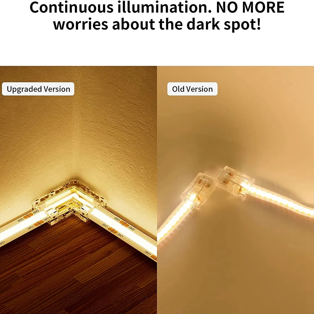 LEDストリップライト用のl字型コーナーコネクタ,10mm,8mm, 2個