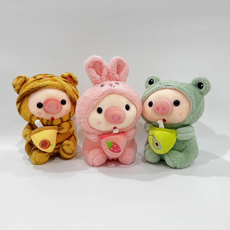 

Cute Plush Milk Tea Bubble Cup Stuffed Animal Pink Strawberry Pig Plushie Toys Boba Plush Dolls Cartoon Tiger Rabbit Frog Plush